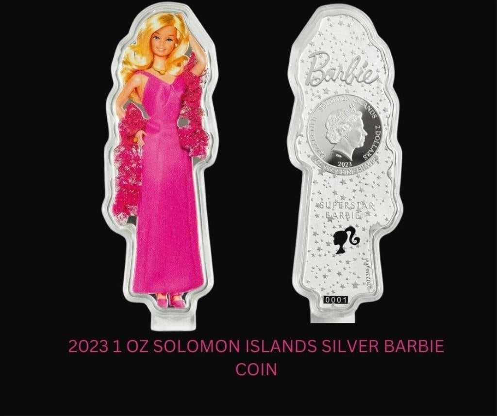 2023 1 OZ SOLOMON ISLANDS SILVER BARBIE COIN (1 of 1)