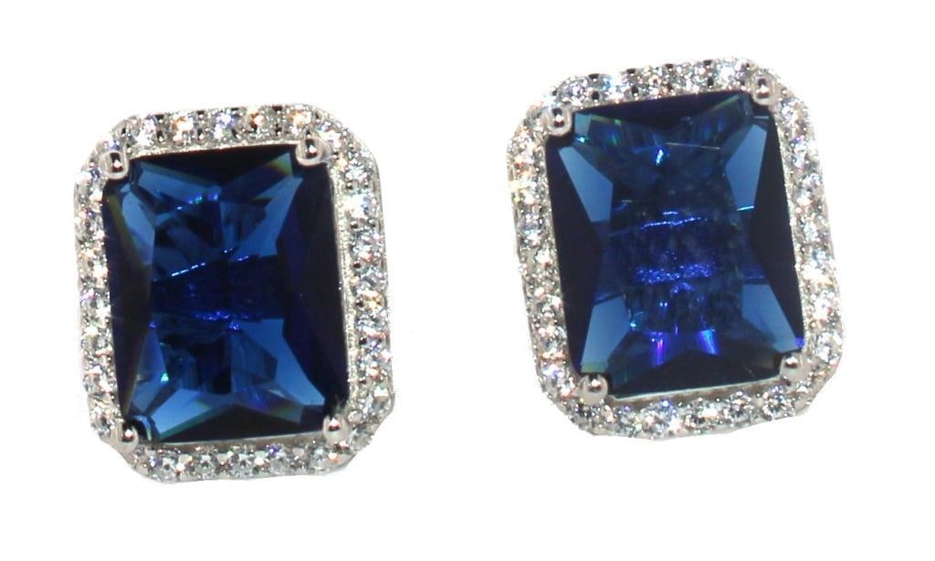 Radiant Cut 4.00 ct Sapphire Stud Earrings (1 of 2)