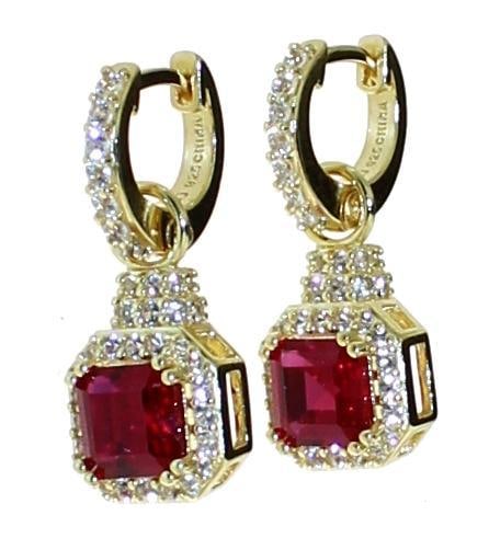 Asscher Cut 3.50 ct Ruby Dangle Earrings (1 of 1)