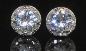 Natural 1.10 ct White Sapphire & Diamond Earrings (1 of 2)