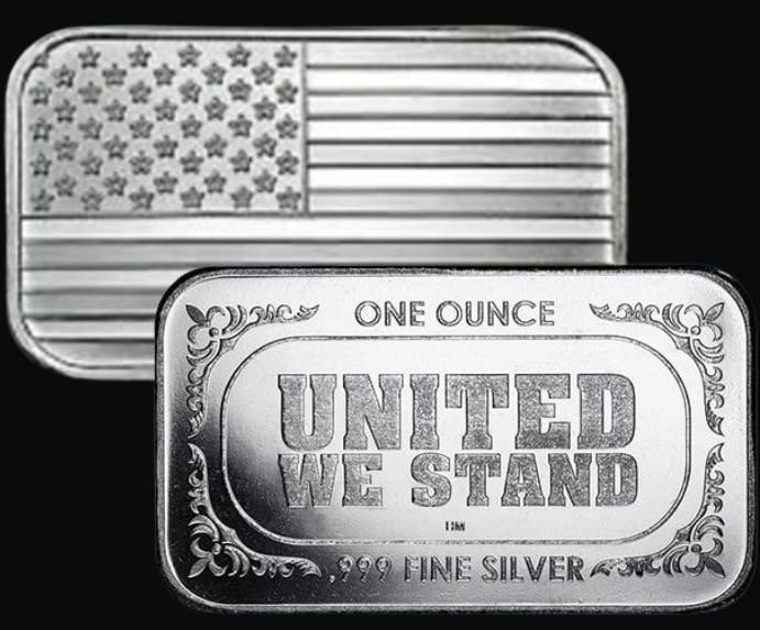 One Ounce: .999 Fine Silver Flag Bar (1 of 1)