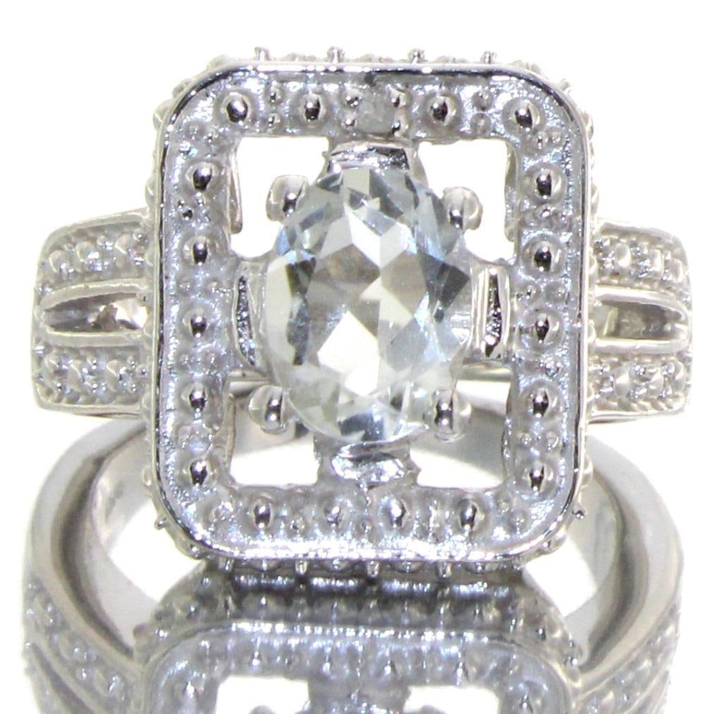 Natural 1.21 ct Green Amethyst & Diamond Ring (1 of 2)