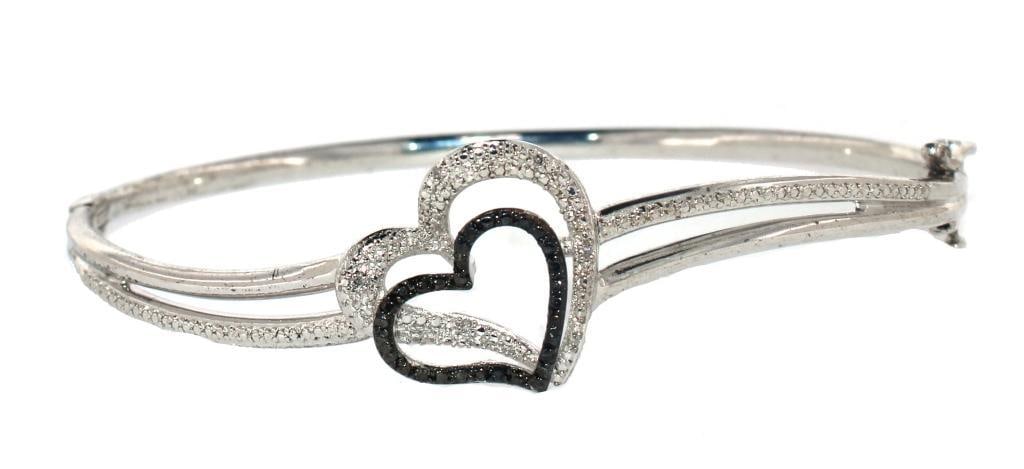 Black & White Diamond Bracelet: Sterling Silver Gemstones: