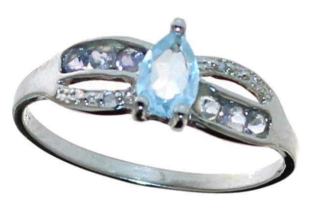 Pear Cut Blue Topaz & Diamond Ring (1 of 1)