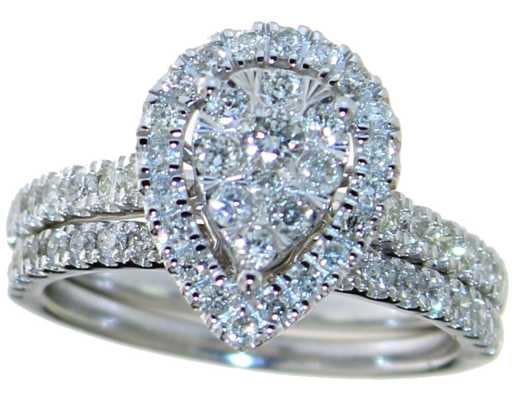 10kt Gold Pear Cut 1.00 ct 2 pc Diamond Bridal (1 of 4)