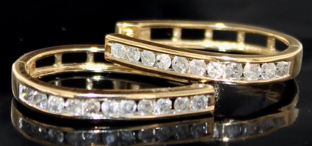 Channel Set 1.00 ct Diamond Hoop Earrings (1 of 4)