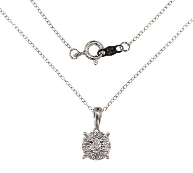Natural 1/4 ct Brilliant Diamond Necklace: Sterling Silver 379373