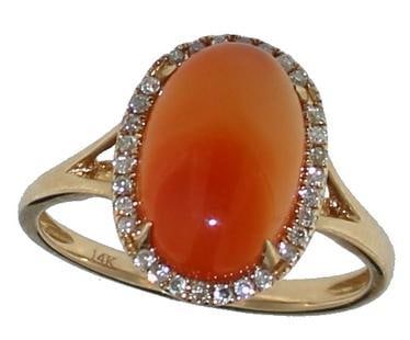 14kt Gold Natural 3.35 ct Carnelian & Diamond Ring (1 of 2)