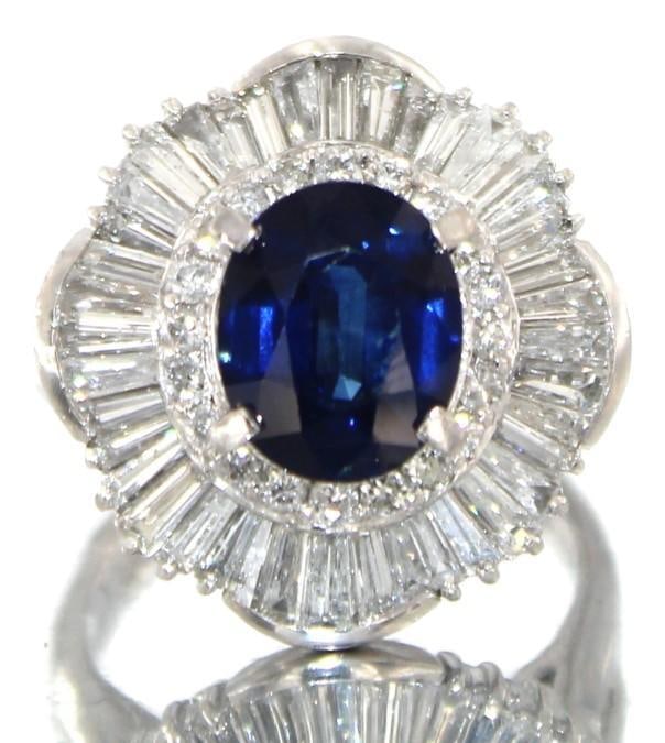 Platinum 4.71ct Natural Sapphire & VS Diamond Ring (1 of 7)