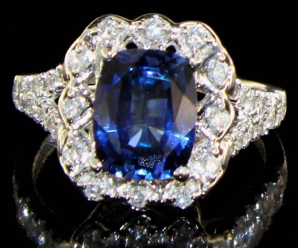 14k Gold 3.27 ct Sapphire & Diamond Ring (1 of 4)