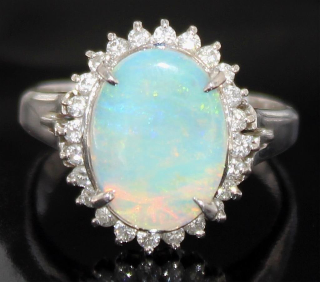 Platinum 1.61 ct Natural Opal & Diamond Ring (1 of 5)
