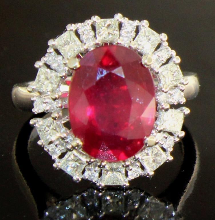 14kt Gold 6.75 ct Ruby & Diamond Ring (1 of 6)