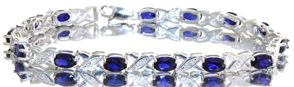 Elegant 8.40 ct Sapphire & Diamond Accent Bracelet (1 of 1)