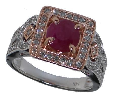 14k Gold 2.00 ct Round Ruby & Diamond Ring (1 of 5)