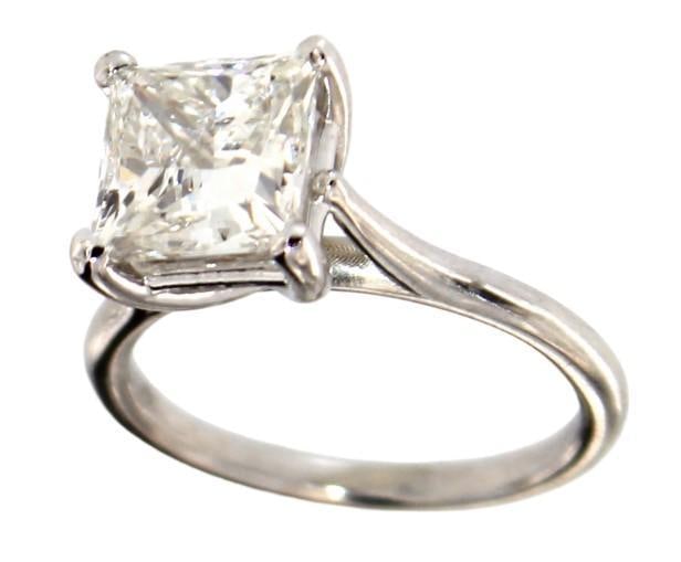 14kt Gold 3.08 ct Princess Cut VS Lab Diamond Ring (1 of 6)