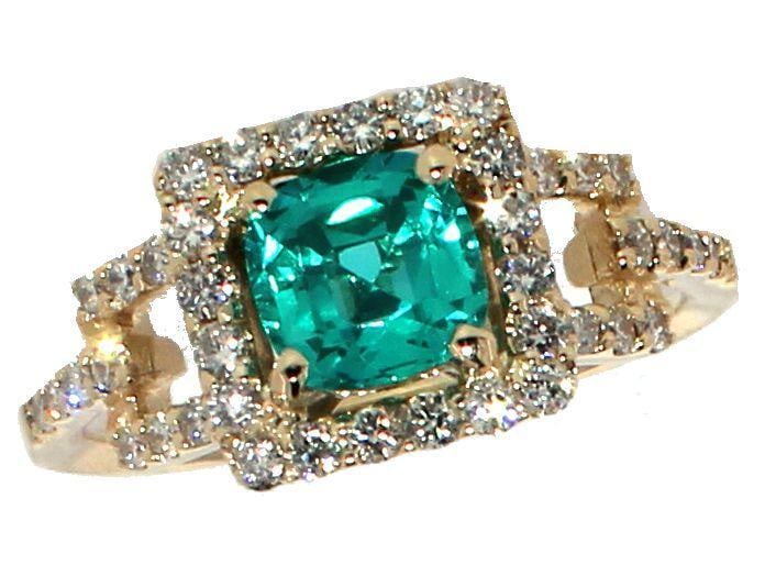 14k Gold 1.91 ct Cushion Paraiba & Diamond Ring (1 of 5)