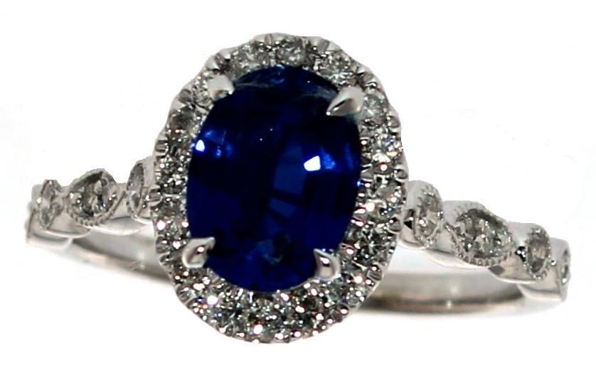 14k Gold 2.11 ct Oval Sapphire & Diamond Ring (1 of 4)