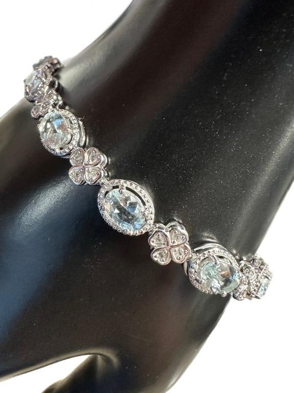 Natural 6.04 ct Aquamarine & Zircon Bracelet (1 of 3)