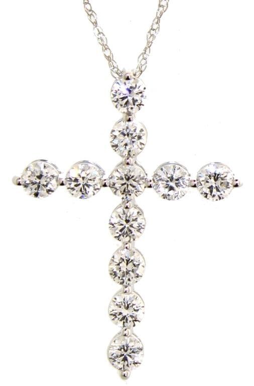 14kt Gold 1.00 ct VS Lab Diamond Cross Necklace (1 of 3)