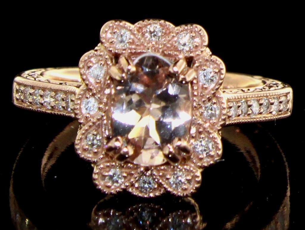 14kt Rose Gold 1.40 ct Morganite & Diamond Ring (1 of 5)