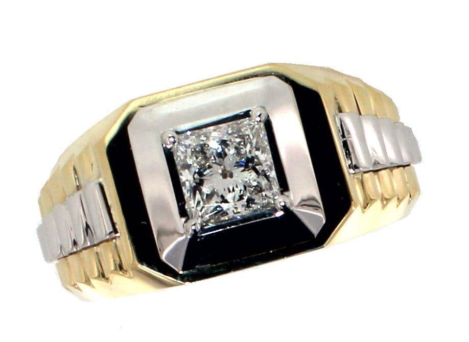 Gents 10k Gold 1.01 ct Princess Lab Diamond Ring (1 of 5)