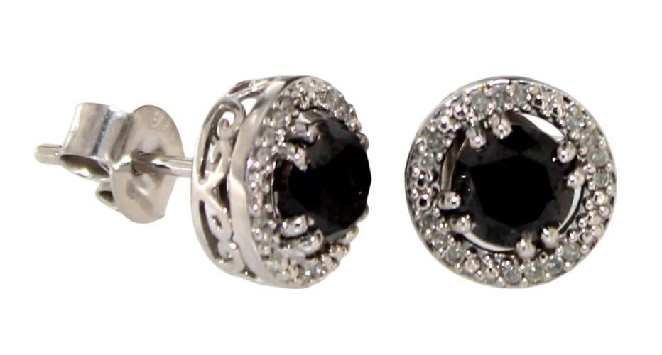 Round Brilliant 2.00 ct Black Diamond Stud Earring (1 of 1)