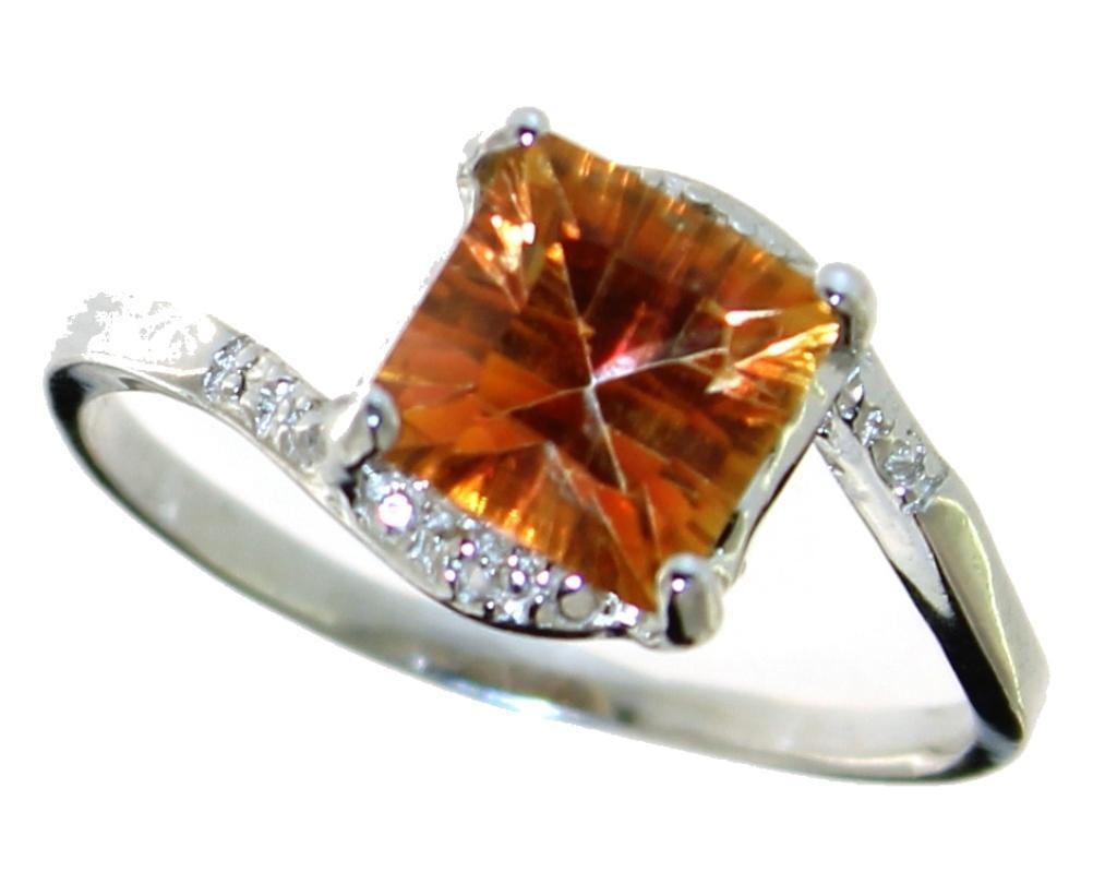 Princess Cut 2.02 ct Imperial Topaz & DIamond Ring (1 of 2)