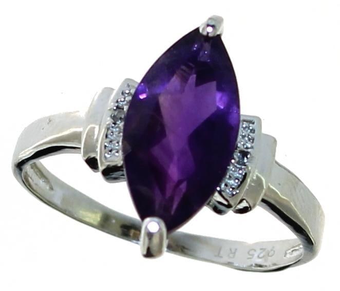 Marquise Cut 2.55 ct Amethyst & Diamond Ring (1 of 2)
