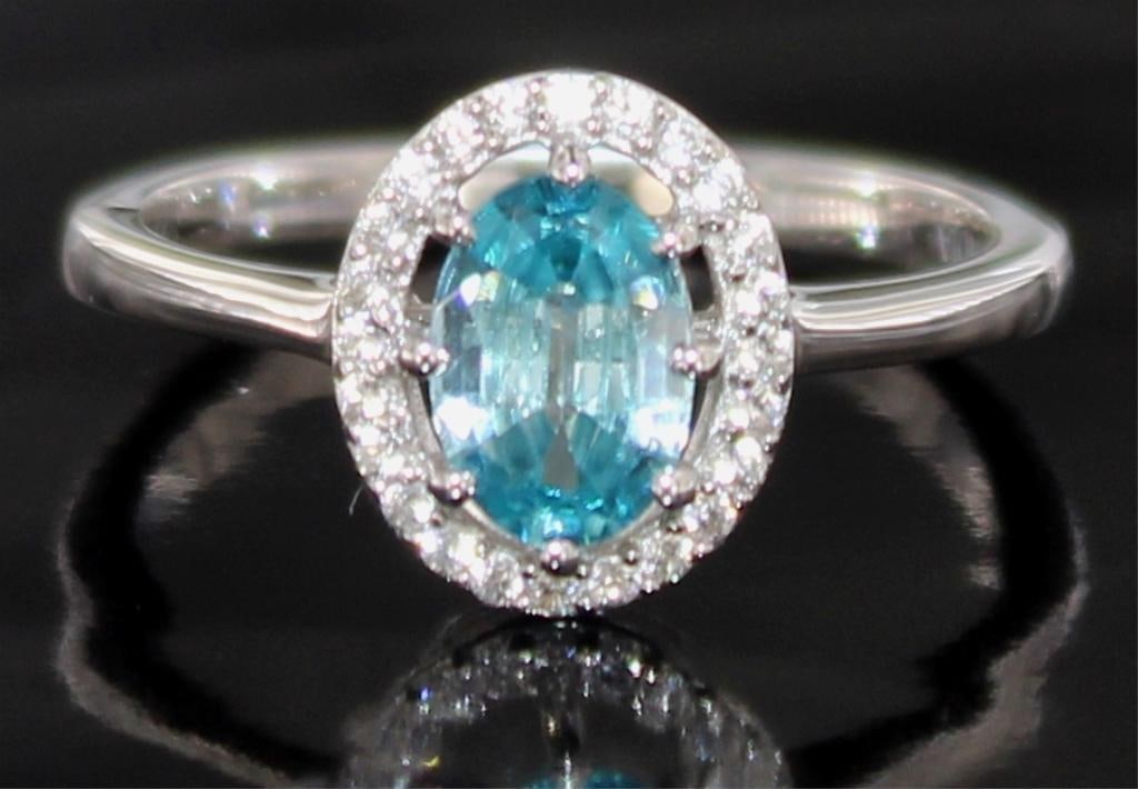Natural Blue & White Zircon Designer Ring: Size: 10 Sterling Silver Gemstones: Natural