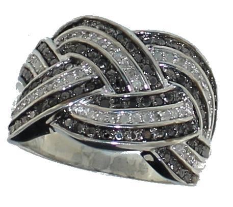 Elegant 1.25 ct Black & White Diamond Wave Ring (1 of 2)