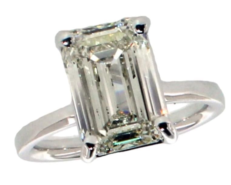 14k Gold 7.23 ct Emerald Cut Lab Diamond Ring (1 of 6)