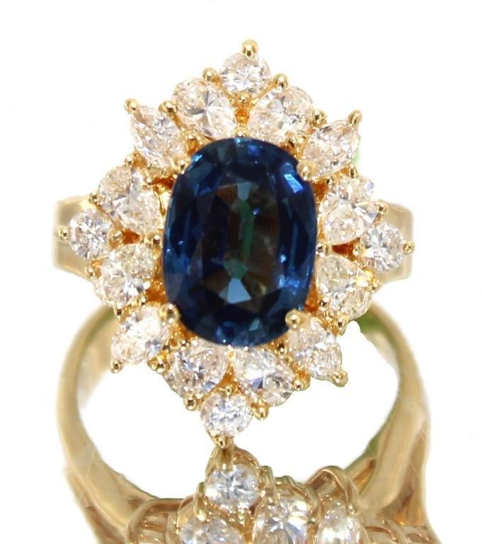 18kt Gold 4.94 ct Natural Sapphire & Diamond Ring (1 of 5)