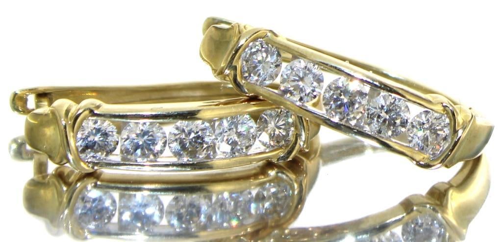 10kt Gold 1.50 ct Channel Set Diamond Earrings (1 of 2)