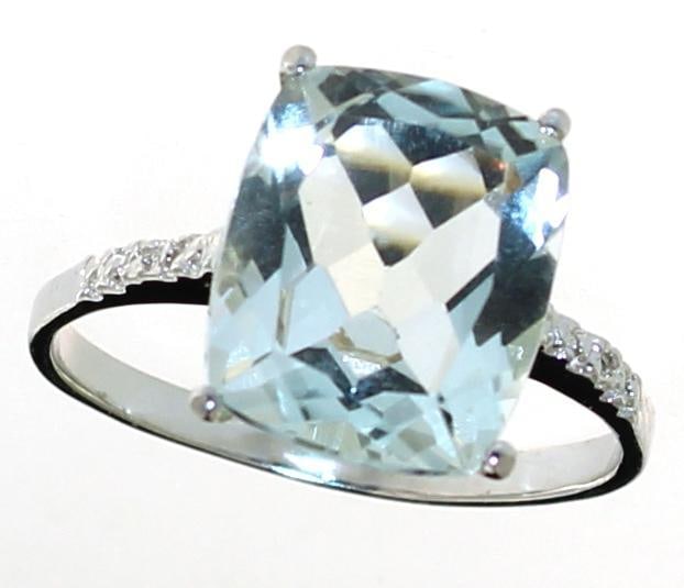 Cushion Cut 3.77 ct Aquamarine & Diamond Ring (1 of 2)