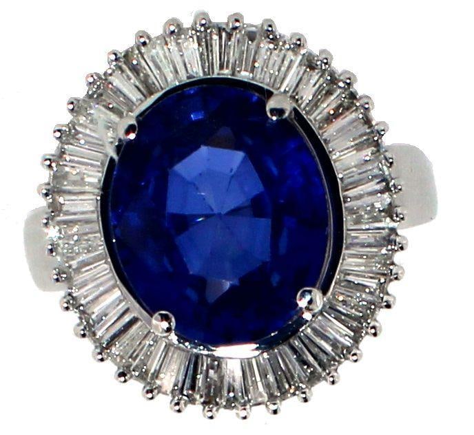 14k Gold 6.44 ct Oval Sapphire & Diamond Ring (1 of 5)