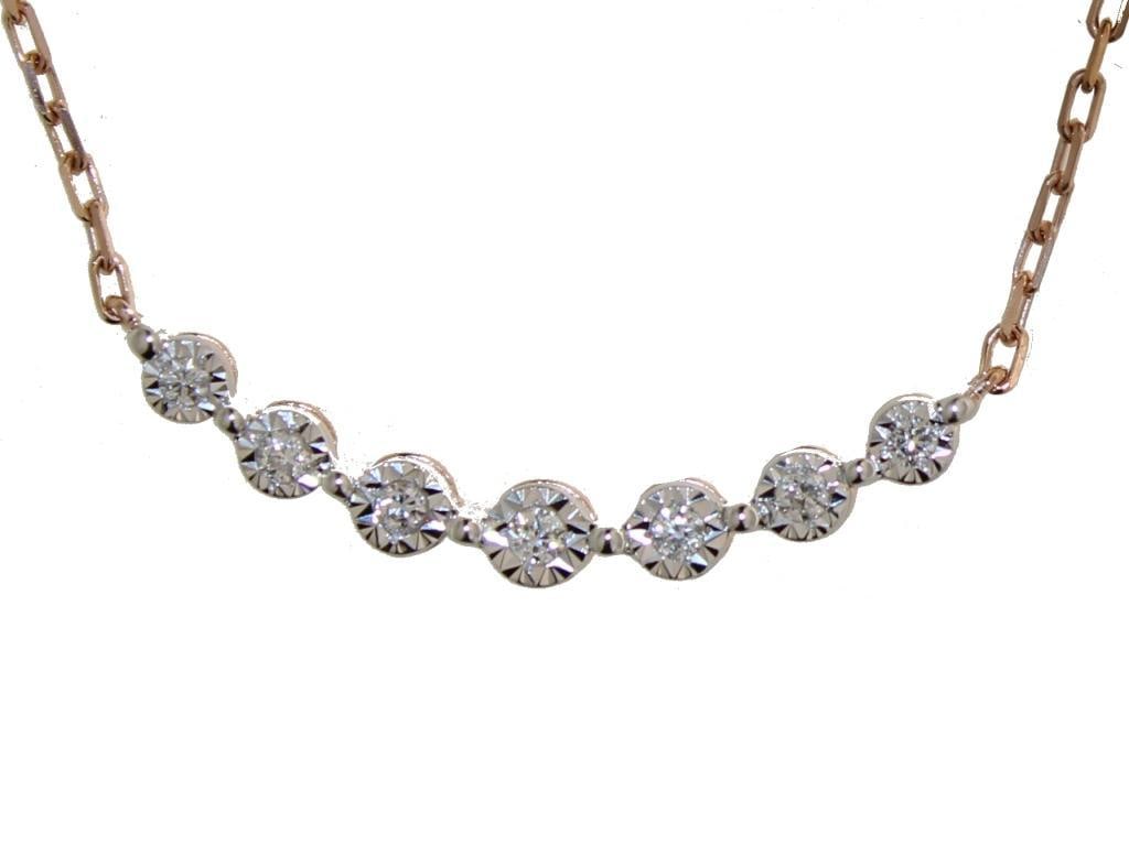Quality Diamond Evening Necklace: Sterling Silver w/Rose Gold Overlay Natural Diamond
