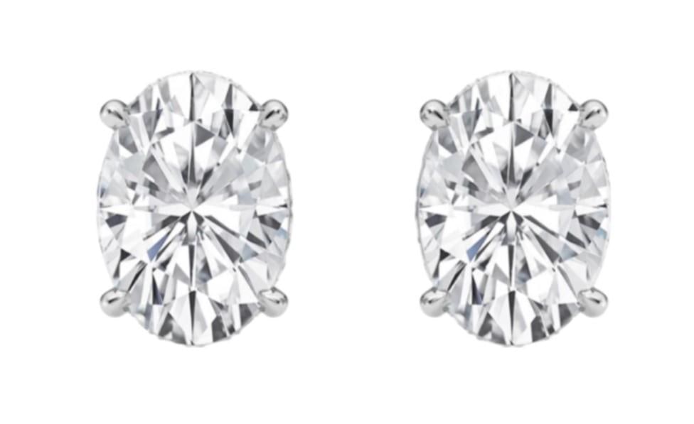14kt Gold 4.00 ct Oval Lab Diamond Stud Earrings (1 of 3)