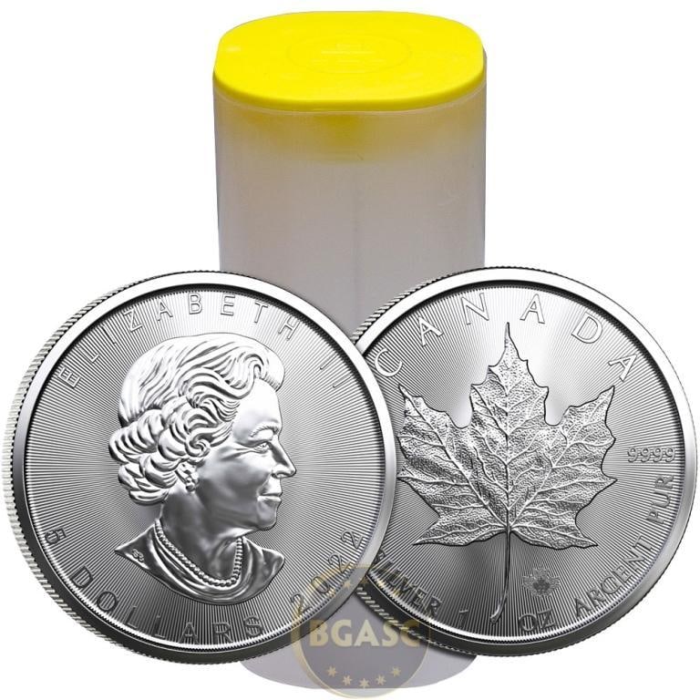 Roll (25) Canadian Royal Mint Silver Maple Leaf (1 of 1)