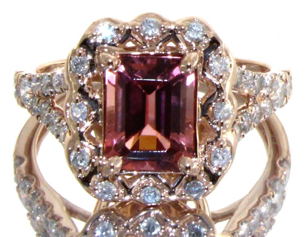 14k Rose Gold 2.06 ct Tourmaline & Diamond Ring (1 of 4)