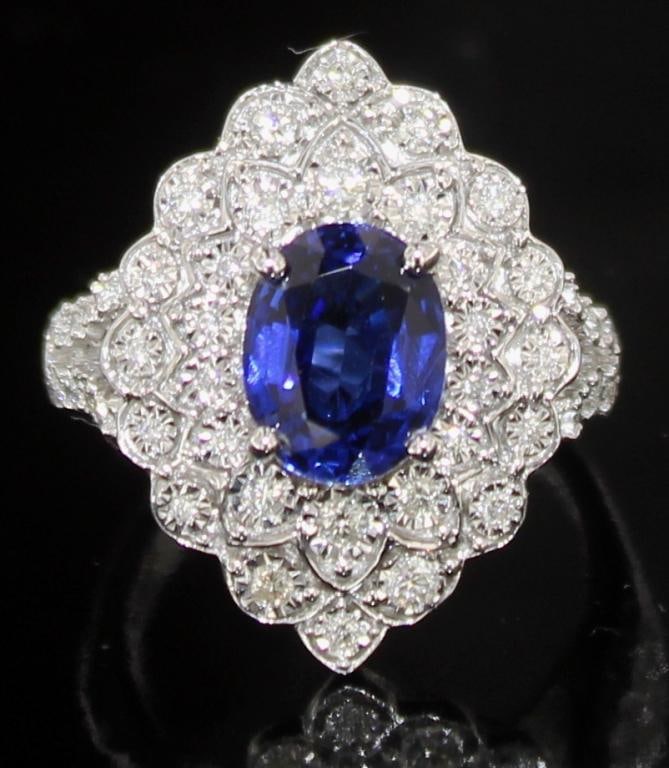 14kt Gold 3.08 ct Sapphire Diamond Ring (1 of 5)