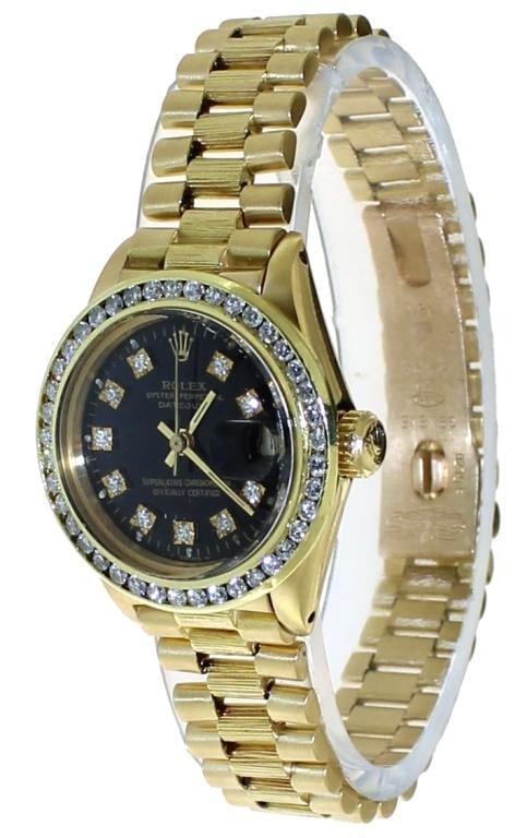 Rolex Oyster Perpetual Lady President 26 Watch: Authenticity Guaranteed. Genuine pre-owned Rolex. Watch is sold with a 30 day warranty from the date of purchase to be in working order. Serviced 01.12.24Model: 6917 Serial: 7618088 Movement: Automati