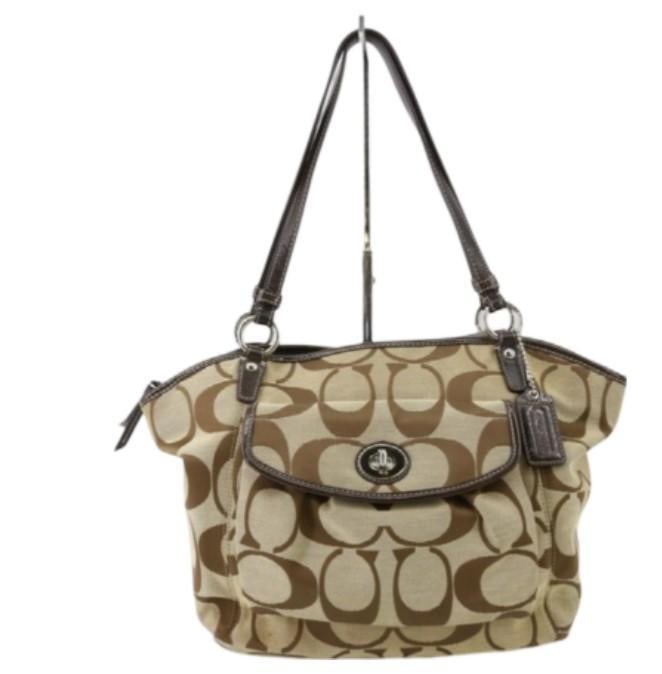 Coach Signature Handbag: Important information regarding luxury brand items: Please carefully review the photographs provided as these items are pre-owned and may exhibit varying degrees of wear. Due to the nature of these it