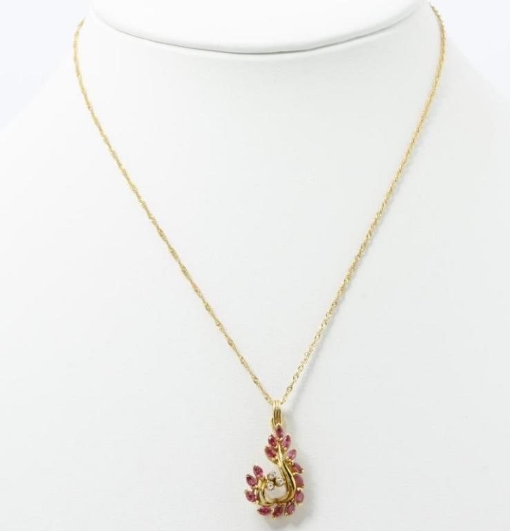 18kt Gold 1.26ct Brilliant Ruby & Diamond Necklace (1 of 4)