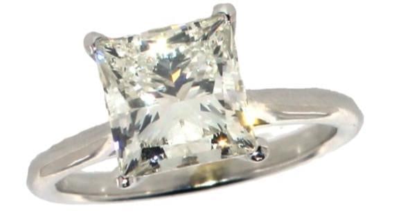 14k Gold 3.00 ct VS1 Princess Cut Lab Diamond Ring (1 of 6)