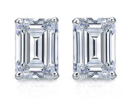 14kt Gold 2.25 ct Emerald Cut Lab Diamond Earrings (1 of 6)