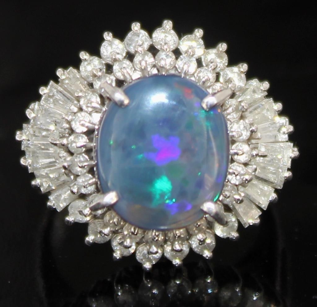 Platinum 5.40 ct Black Opal & Diamond Ring (1 of 5)
