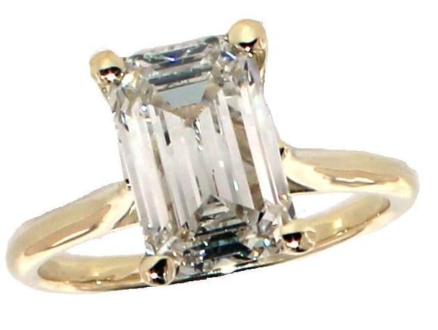 14k Gold 3.13 ct Emerald Cut Vs1 Lab Diamond Ring (1 of 6)