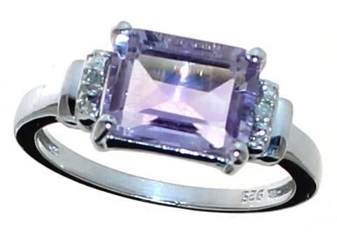 Emerald Cut 2.35 ct Amethyst & Diamond Ring (1 of 1)