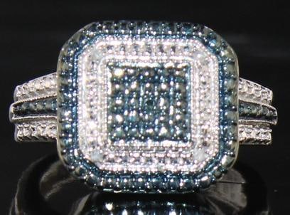 Genuine Blue Diamond Dinner Ring (1 of 2)