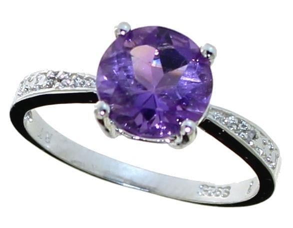 Round 2.00 ct Natural Amethyst & Diamond Ring (1 of 2)